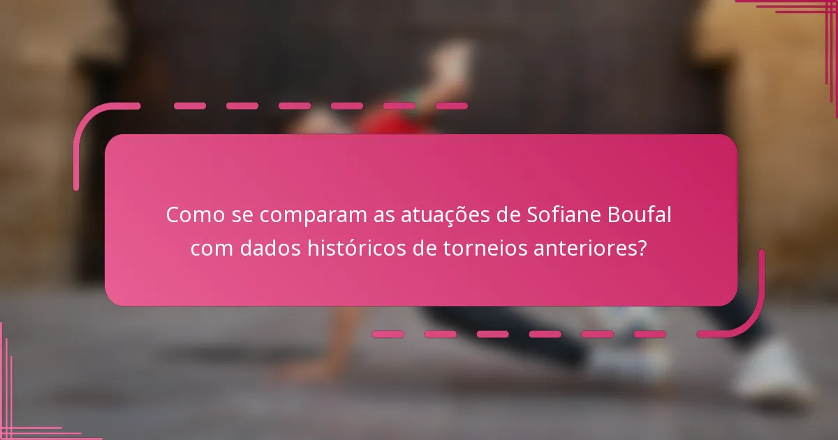Como se comparam as atuações de Sofiane Boufal com dados históricos de torneios anteriores?