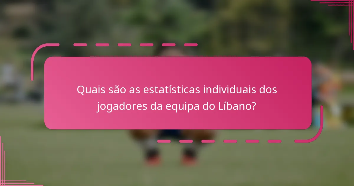 Quais são as estatísticas individuais dos jogadores da equipa do Líbano?