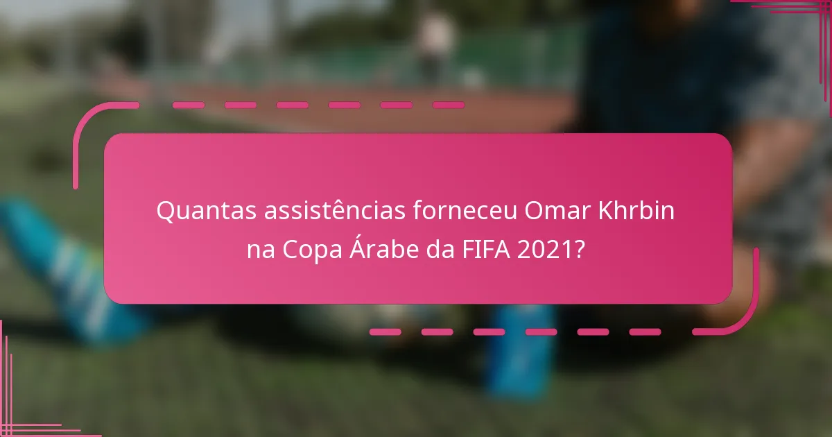 Quantas assistências forneceu Omar Khrbin na Copa Árabe da FIFA 2021?